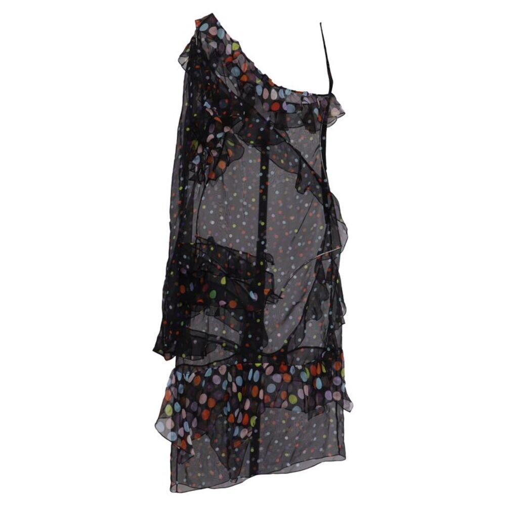 Givenchy Polka Dot Ruffled Midi Dress in Black Silk - Picture 4 of 6